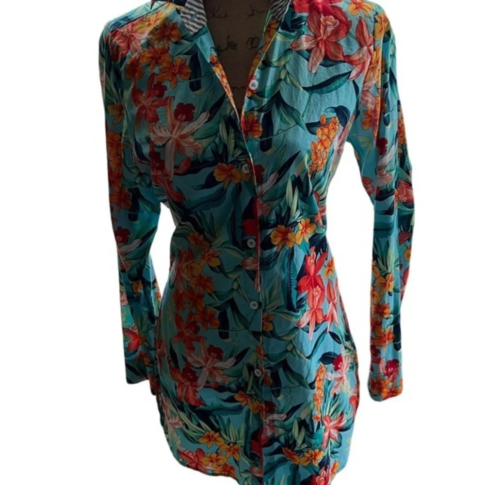 Tommy Bahama Tropical Cotton Tunic Beach Coverup SP - Picture 5 of 9